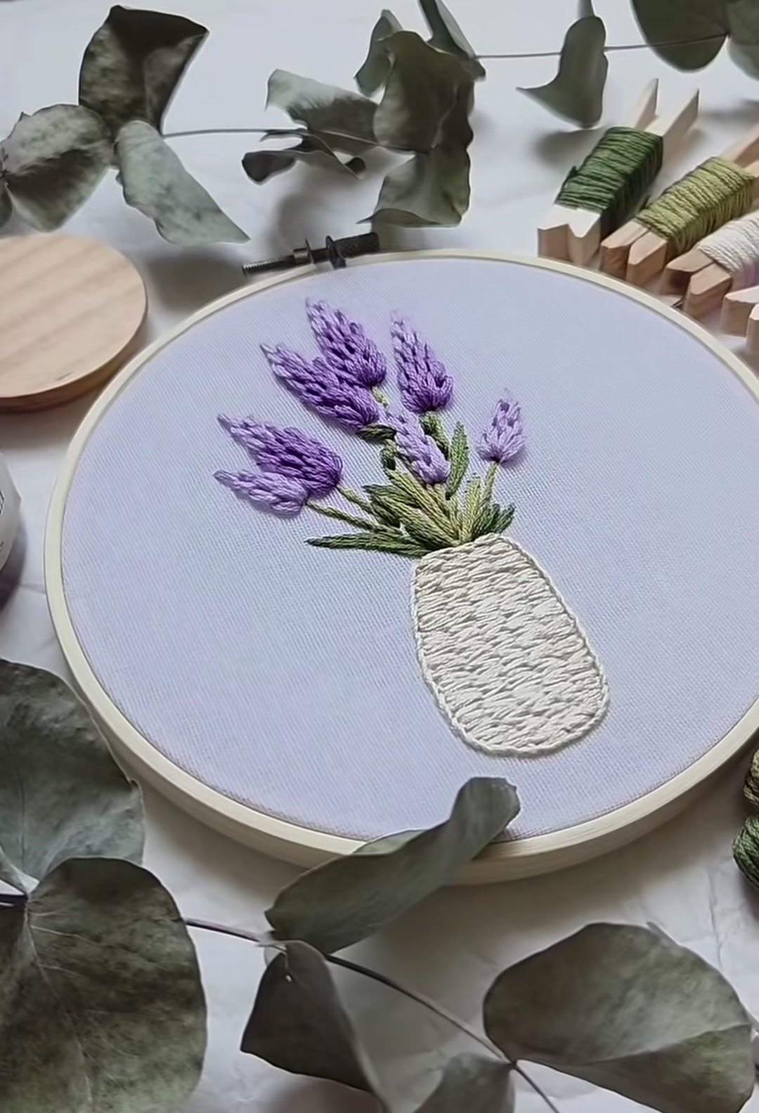 Lavender Bouquet in a Vase — Hand Embroidery Tutorial